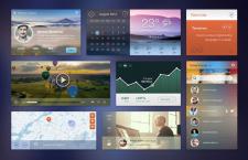 精致带风景图的APP UI部件，矢量PSD分层