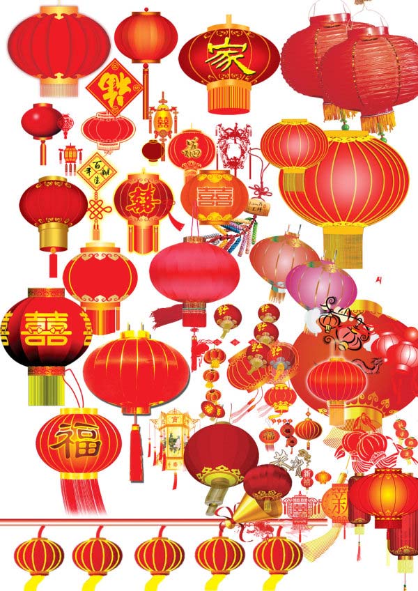 高清红灯笼PSD分层
