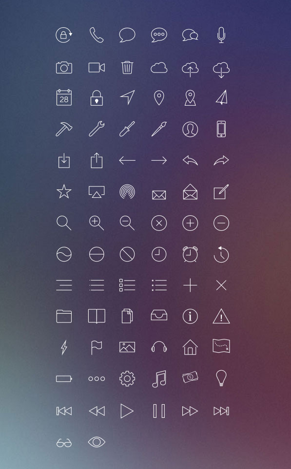 80枚IOS7线性图标，AI源文件