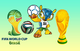 2014巴西世界杯吉祥物 大力神杯 桑巴荣耀，AI PSD源文件