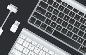 苹果电脑键盘USB线PSD素材