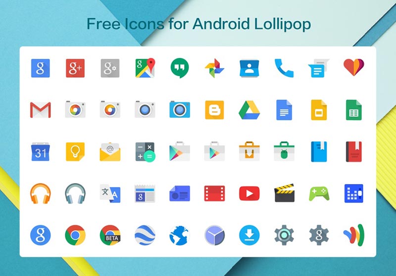 50枚Android L矢量图标集合，AI源文件