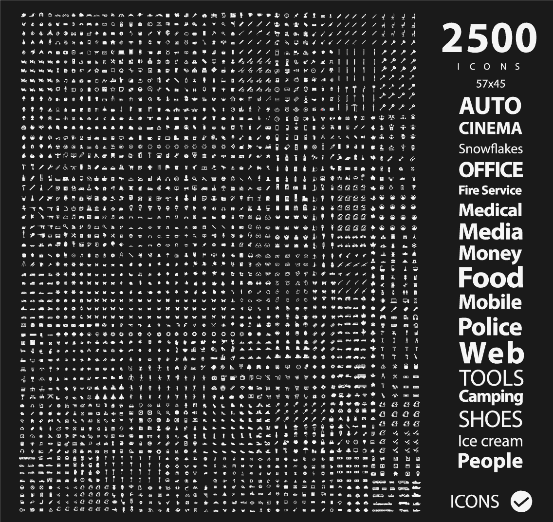 2500枚实用图标，AI源文件