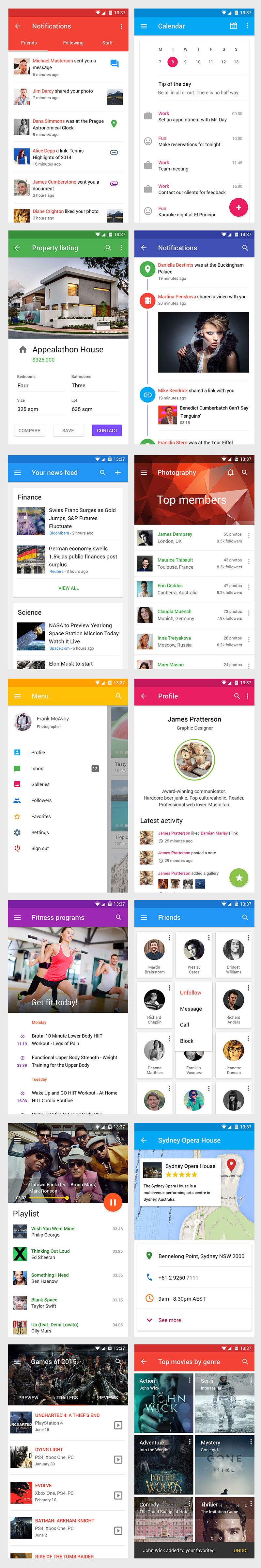 健身社交APP GUI模版，PSD源文件