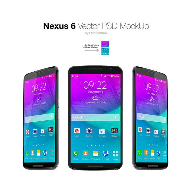 Nexus 6 多角度手机模型，PSD源文件