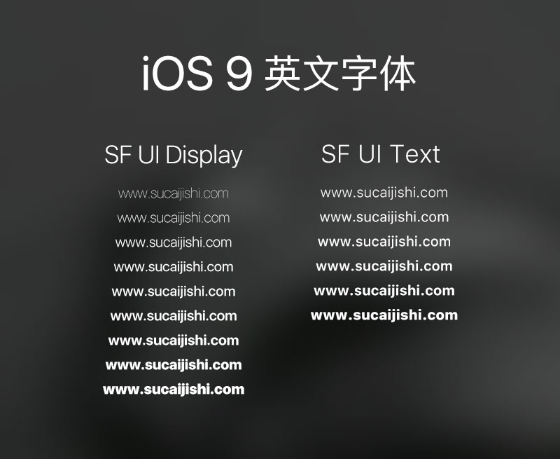 iOS 9 SF 英文字体