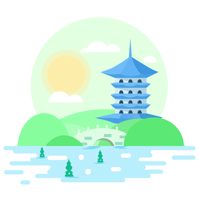 6款风景插画，PSD源文件
