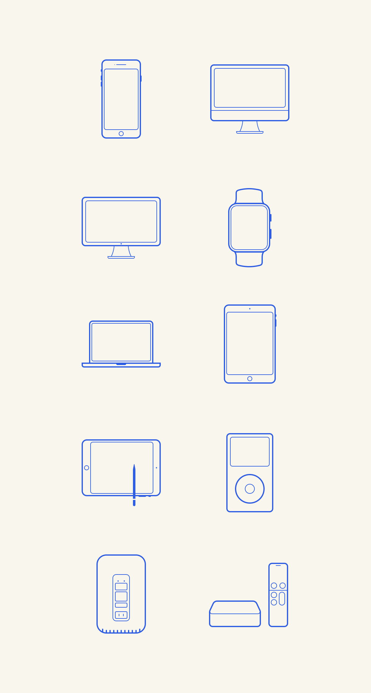 10枚Apple设备线性图标，AI sketch源文件