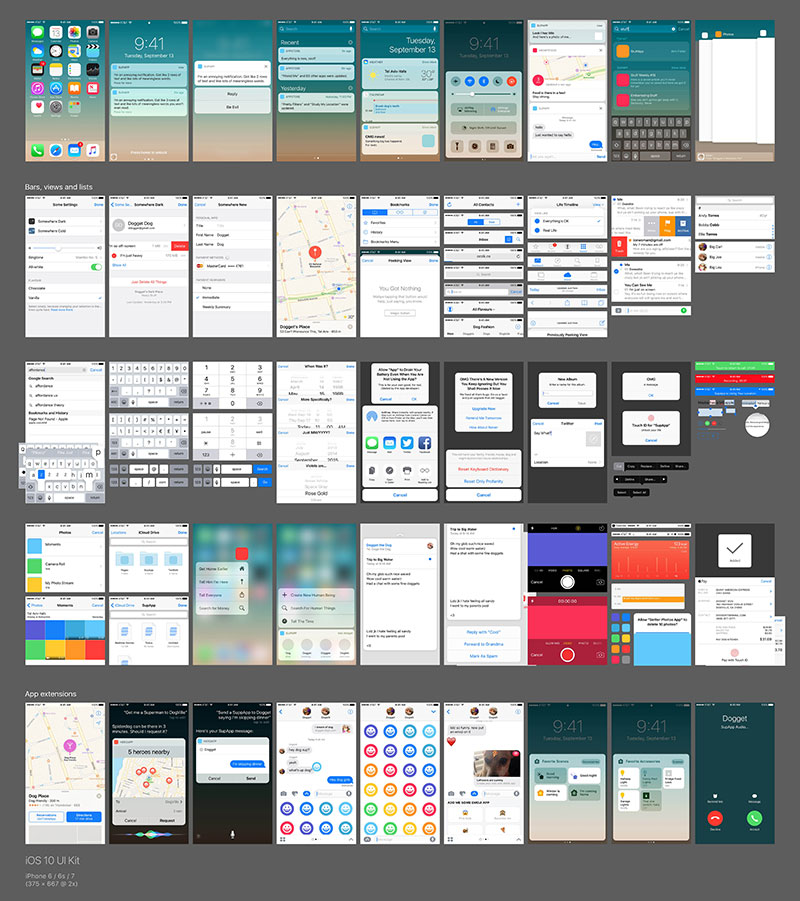 iOS10系统UI模版，PSD源文件