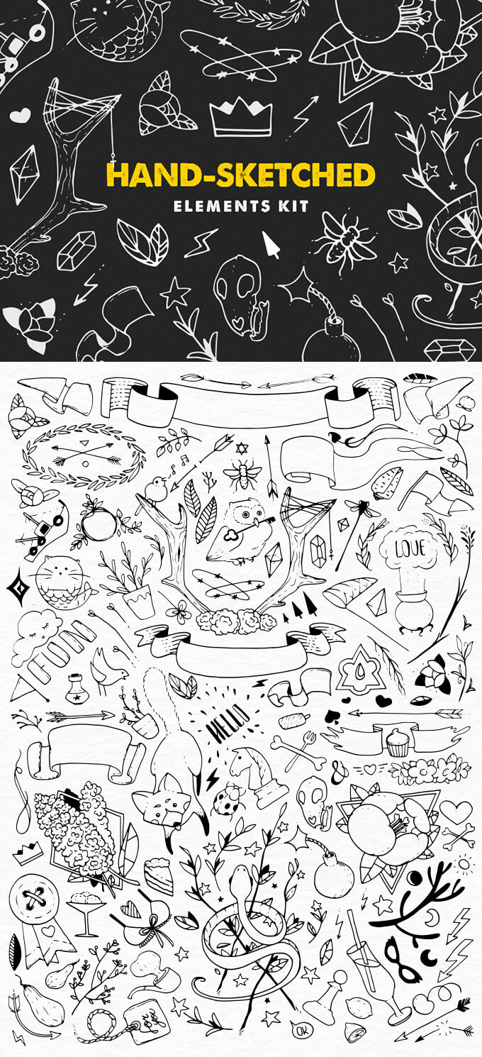动物植物插画元素，PSD AI源文件