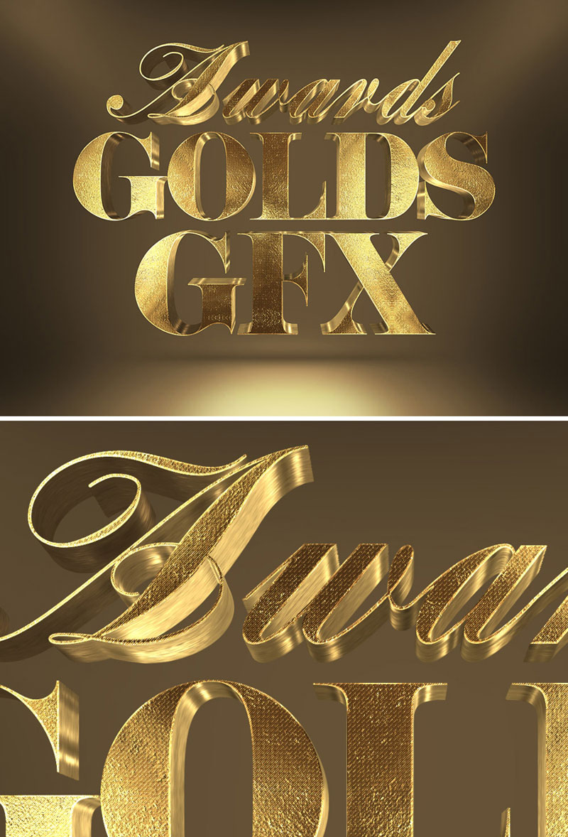 3D黄金字体样式，PSD格式