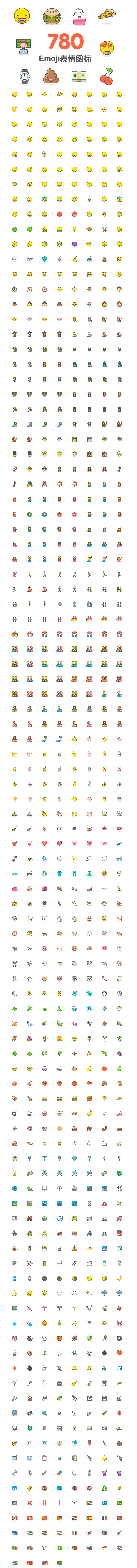 788枚矢量Emoji表情图标，AI sketch源文件