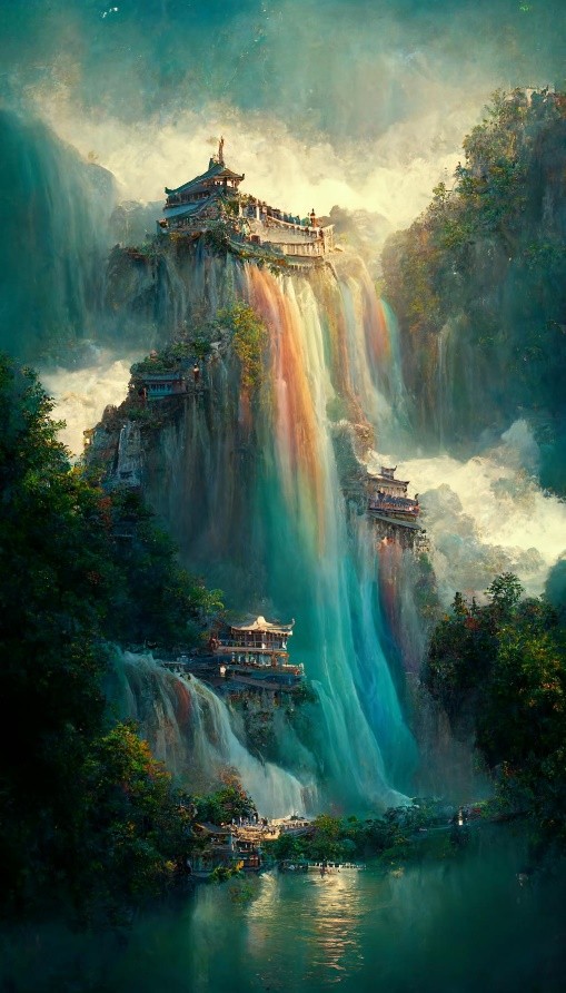 美丽的彩虹瀑布