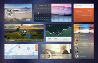 精致带风景图的APP UI部件，矢量PSD分层