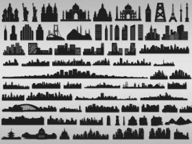 78枚城市标志性建筑轮廓，PS自定形状