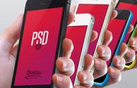 高清手拿iPhone 5C手机模型PSD素材