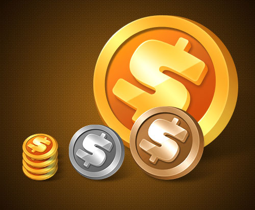 实用质感金币素材，PSD分层