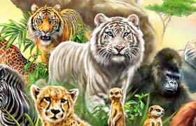 森林动物海报手绘版，PSD分层