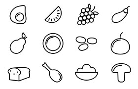40枚蔬菜水果线性图标，PSD AI源文件