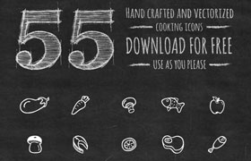 55枚手绘食物图标，AI源文件