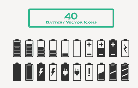 40枚电池图标，AI源文件