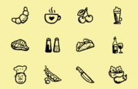 36枚素描风美食图标，AI PSD源文件