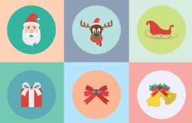20枚扁平化风格圣诞节图标，AI源文件
