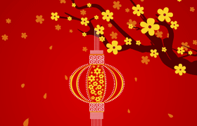 梅花挂灯笼，春节矢量素材，AI源文件