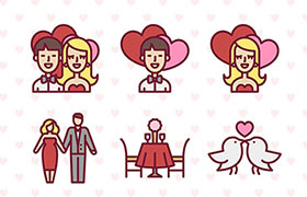 50枚可爱情人节矢量图标，AI源文件