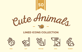 50枚可爱动物矢量图标，SVG格式