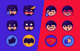12枚超人蝙蝠侠表情图标，AI源文件