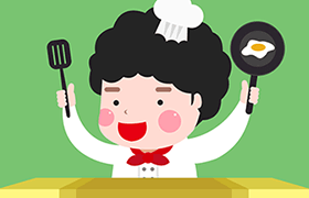 可爱的韩国卡通小厨师，PSD源文件