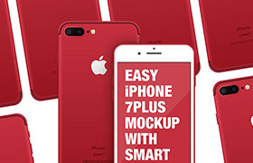 iPhone7 red 红色手机模版，PSD格式