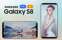 三星Galaxy S8 手机矢量素材，PSD AI源文件