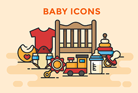 12枚婴儿用品图标，AI sketch源文件