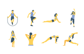 14枚健身瑜伽图标，AI源文件