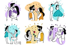 12张情人节矢量插图，AI源文件