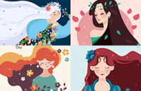 9张漂亮女王节矢量插图，AI源文件