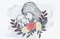母亲节简笔插画海报，AI源文件