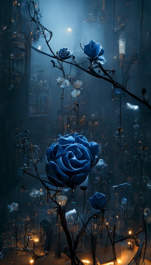 蓝玫瑰园+工厂区的美丽画作