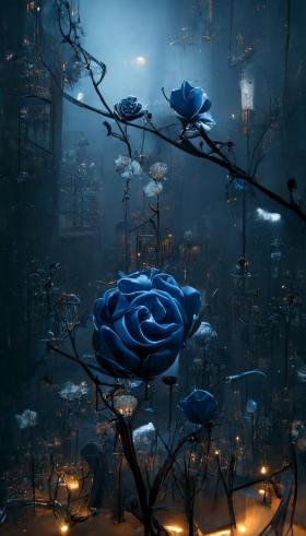 蓝玫瑰园+工厂区的美丽画作