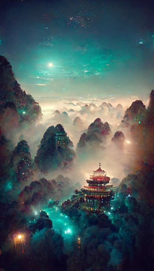夜晚云顶中式宫殿