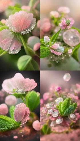 粉色花朵晶莹剔透