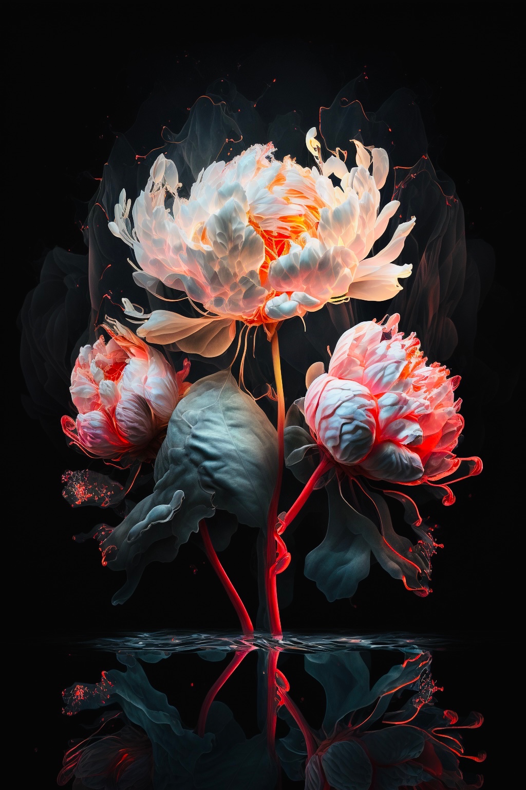 牡丹•红白