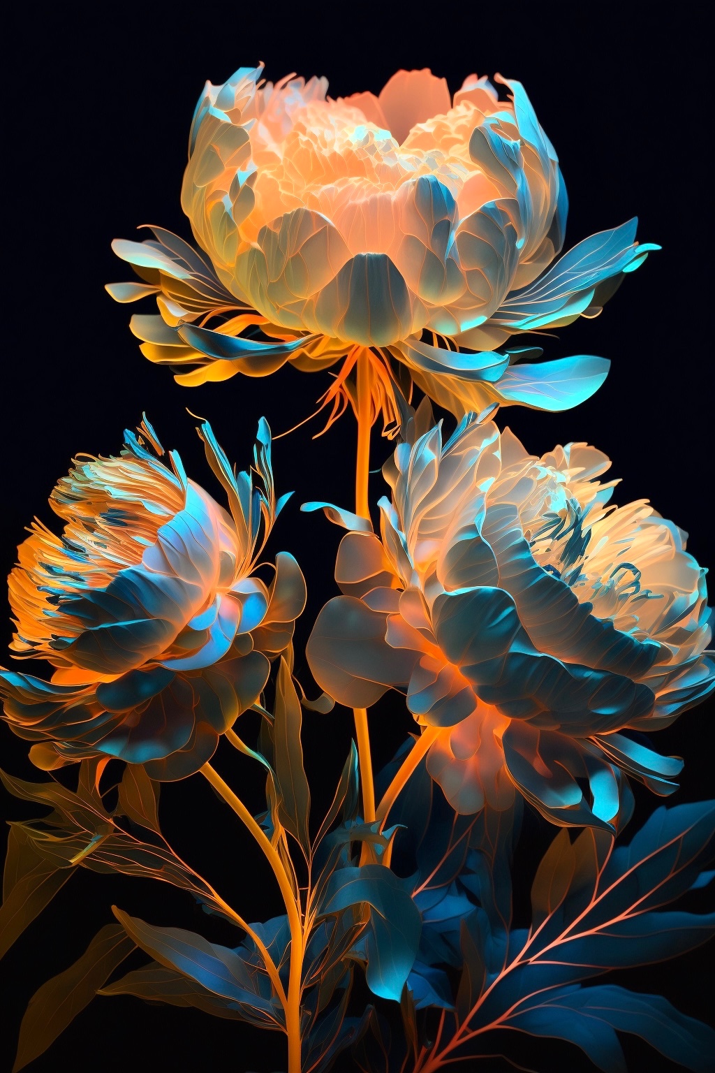 牡丹•蓝橙