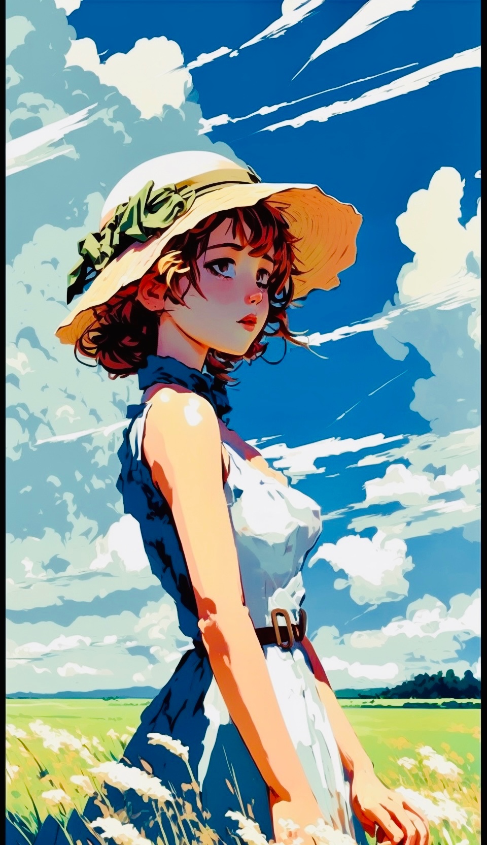 戴草帽的女孩•印象派