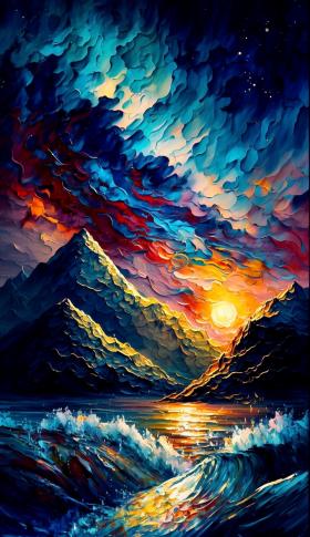 日落•油画