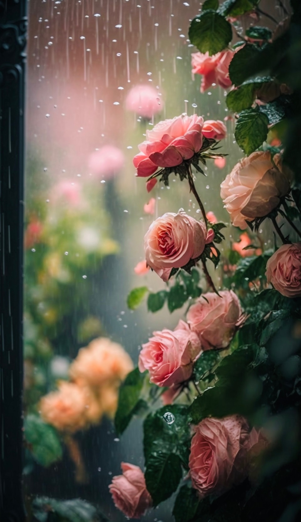 玫瑰•雨中