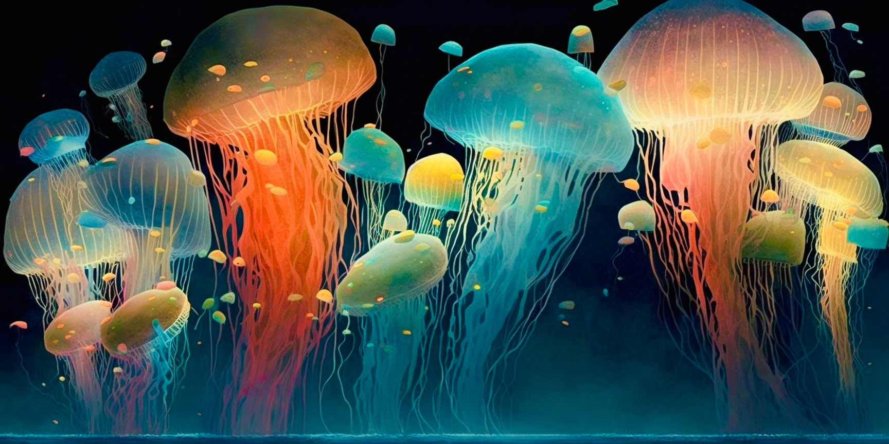 水彩•水母