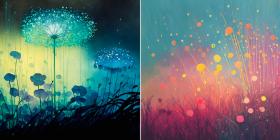 水彩•蒲公英、雨点